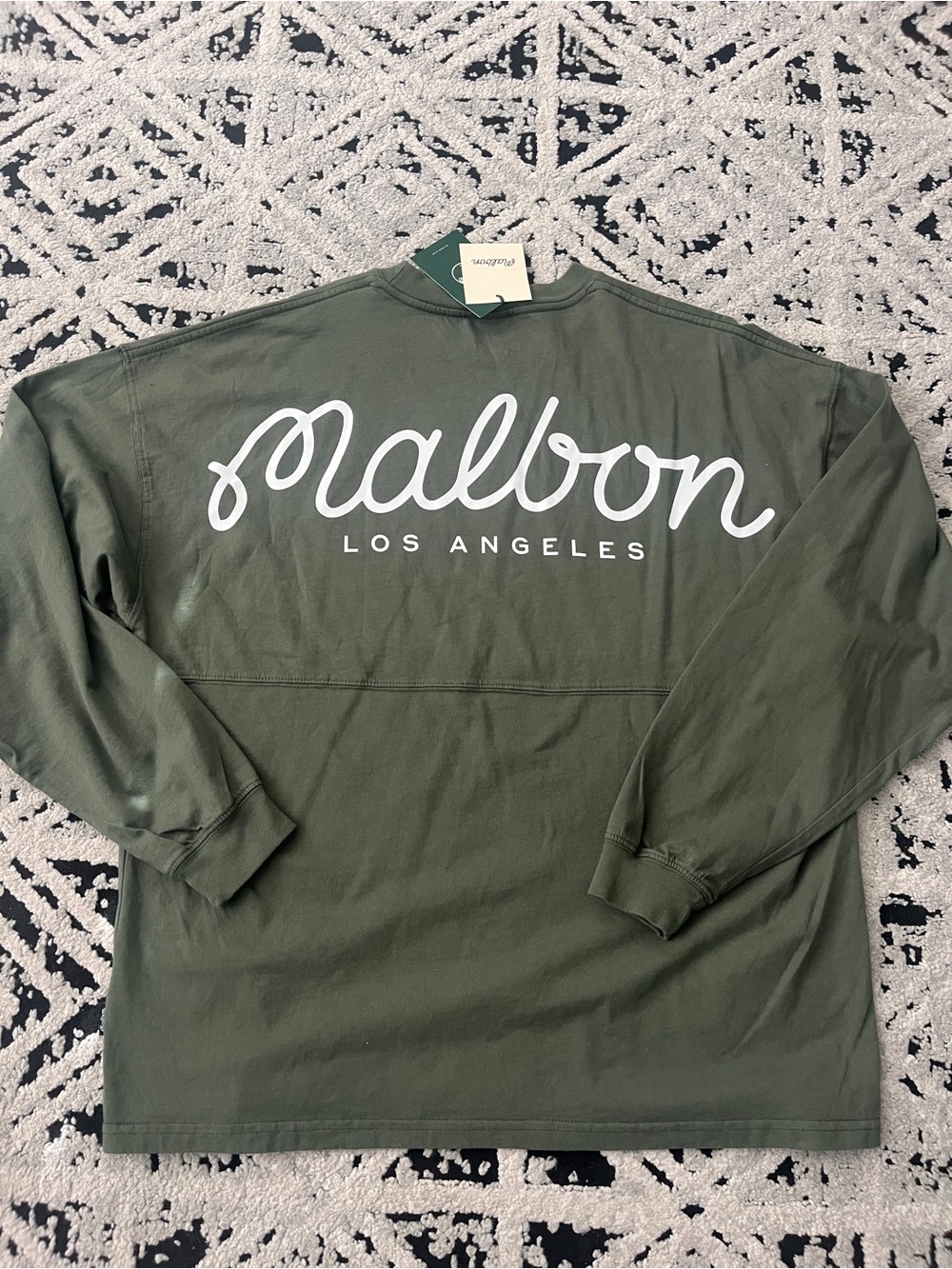 Malbon Los Angeles Olive Green Long-Sleeve Graphic Shirt